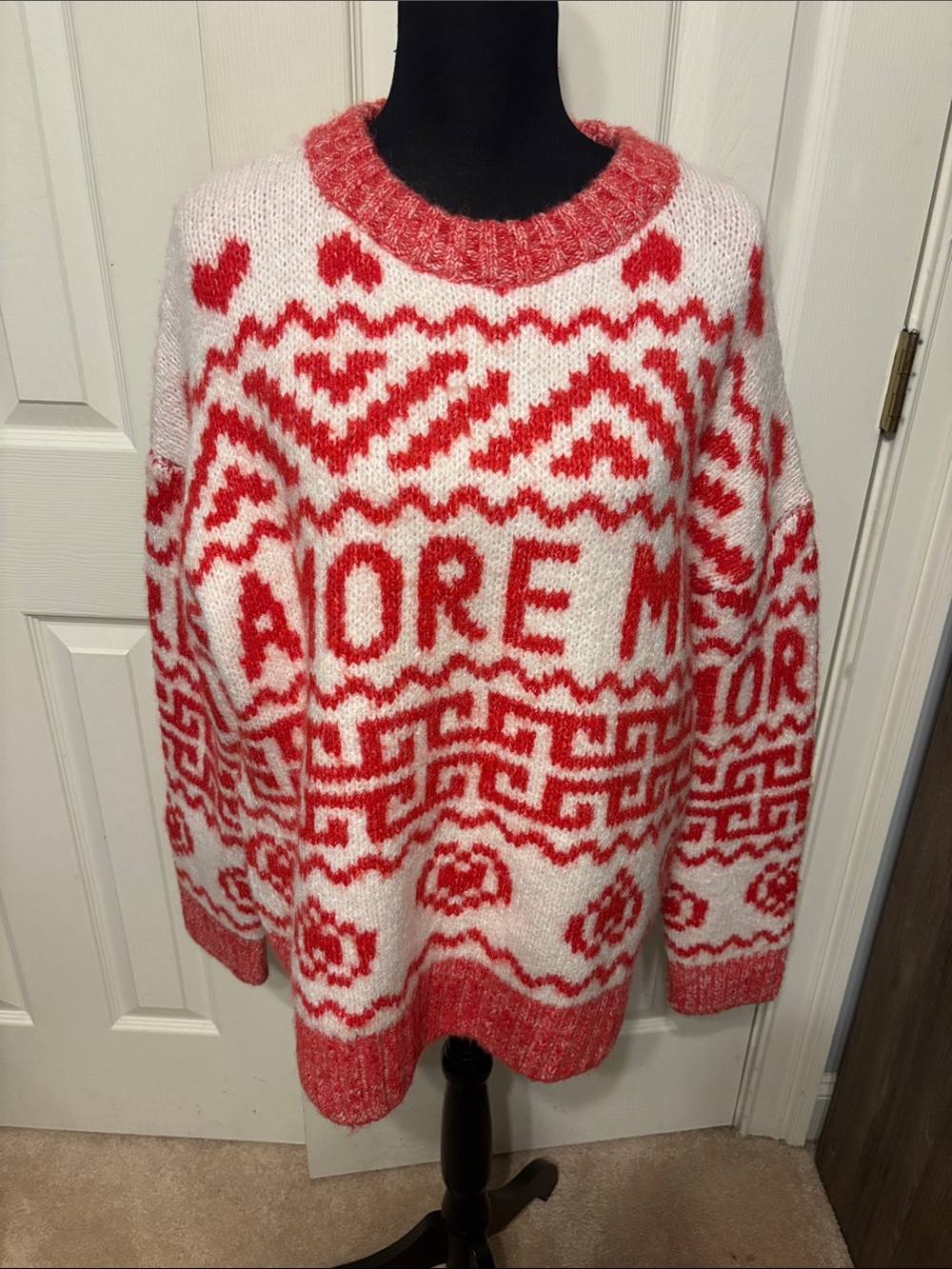 H & M Alpaca/Wool Blend Jacquard Knit Amore Mio Sweater